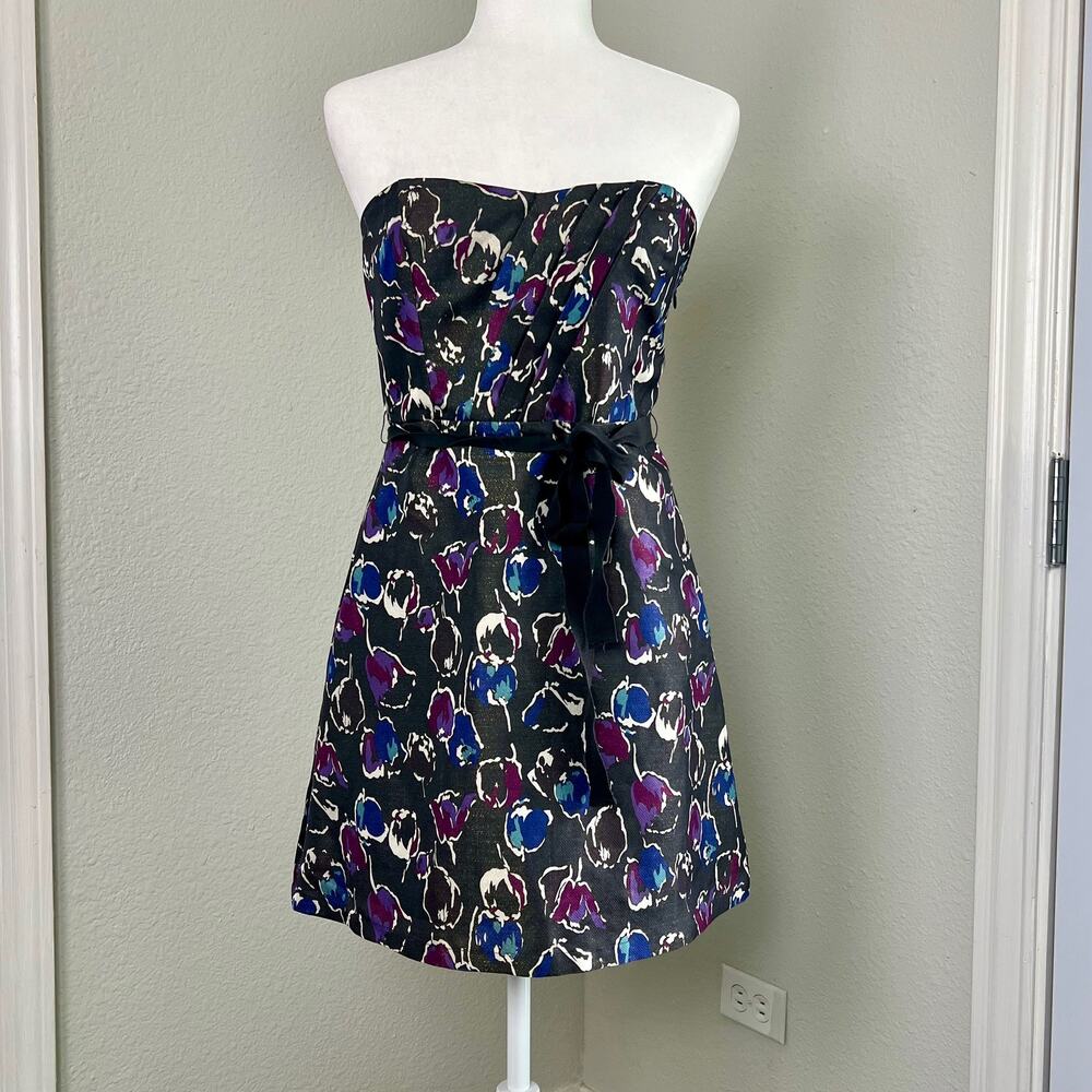 American Eagle Strapless Sweetheart Neckline Floral Shimmer Mini Dress Size 4